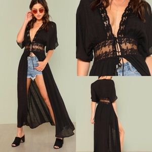Black, long , lace kimono